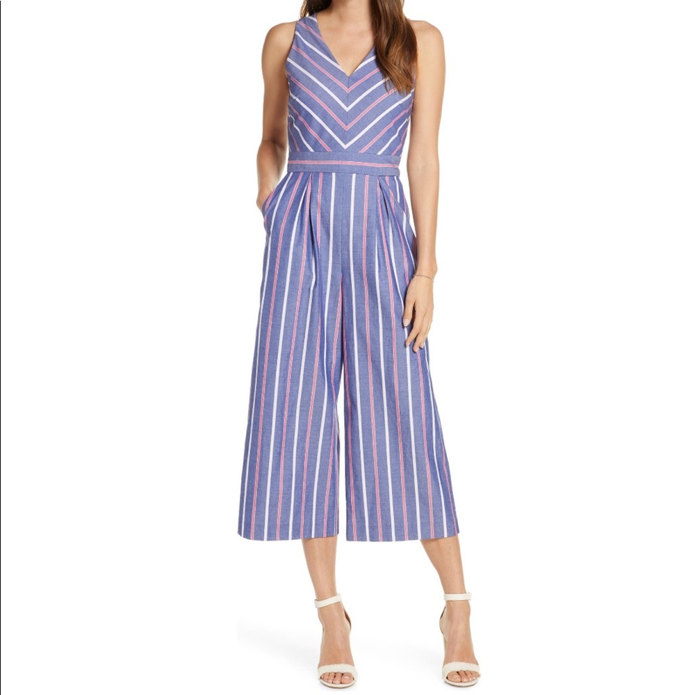 1901 Chevron Stripe Sleeveless Jumpsuit New With Tag